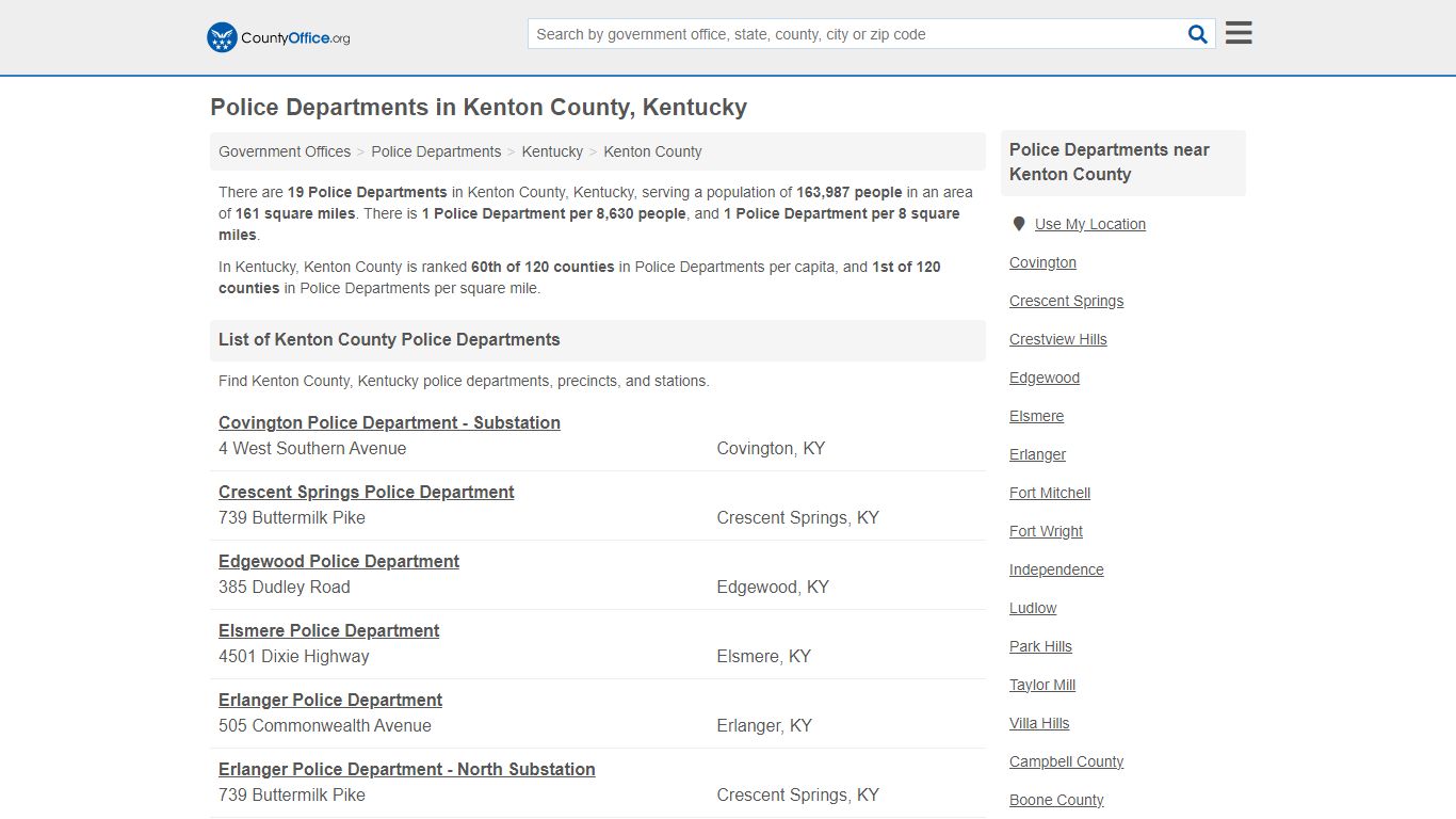 Police Departments - Kenton County, KY (Arrest Records & Police Logs)